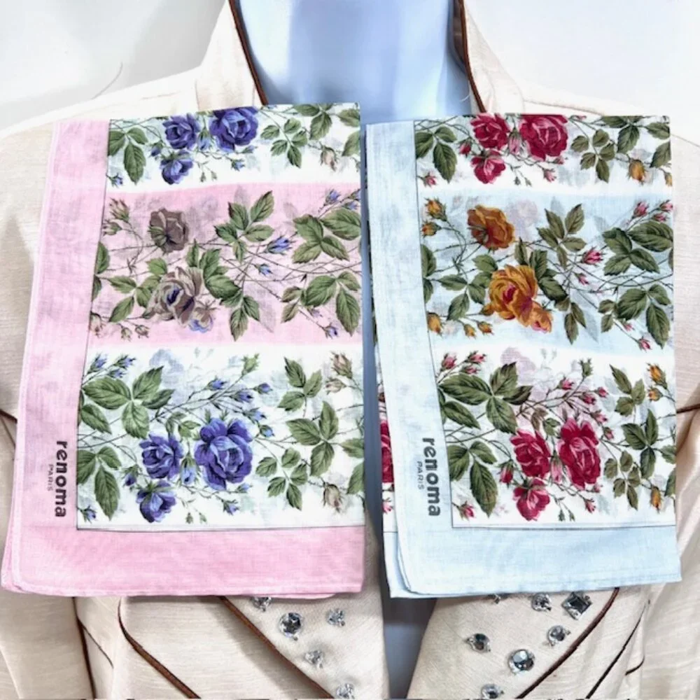New Set of 2 RENOMA Paris Handkerchief , coton 17